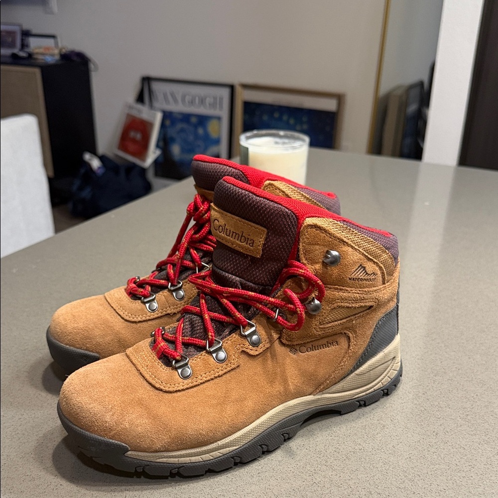 Columbia Brown Hiking Boots with Red Accents